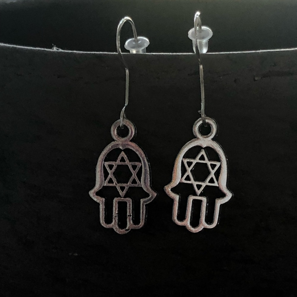 Handmade hamsa symbol earrings